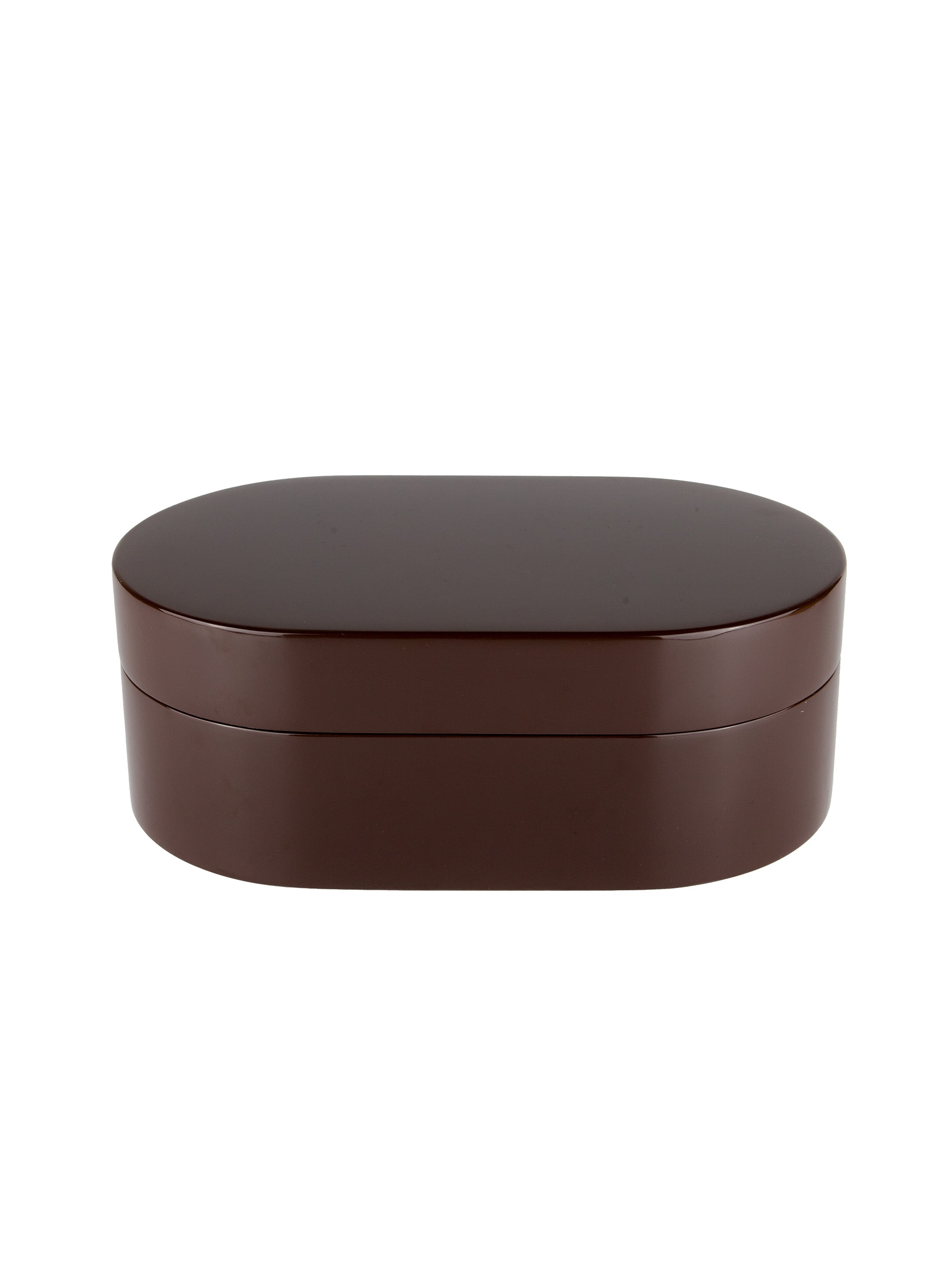 Brunt smyckeskrin från misou som är stängt