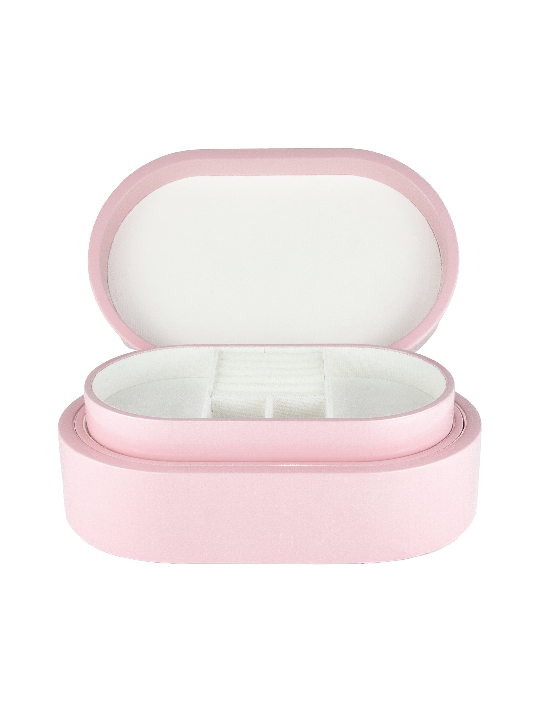 Rosa smyckeskrin från misou som är öppet